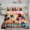 Axolotl Beach Ocean Comforter Set Full,Coastal Beach Themed Bedding Set with Palm Trees Parachute for Girls Boys Kids Teens Adults Bedroom Decor,1 Hawaiian Comforter and 2 Pillowcases,Rainbow view 1