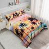 Axolotl Beach Ocean Comforter Set Full,Coastal Beach Themed Bedding Set with Palm Trees Parachute for Girls Boys Kids Teens Adults Bedroom Decor,1 Hawaiian Comforter and 2 Pillowcases,Rainbow view 2
