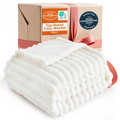 Bedsure GentleSoft Twin Blanket for Bed - Cozy Soft Blankets for Women, Cute Small Fleece Throws for Girls, Graduation Decorations Gift for Her Him School Dorm, Off White, 60x80 Inches