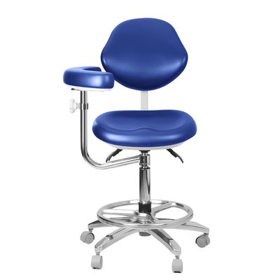 TEPTOARCH Height Adjustable Nurse Stool Assistant Stool Dentist Chair Assistant Chair with Armrest PU Leather Blue