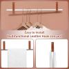 TIESOME Leather Hook Lanyard, 4Pcs Wall Hanging Straps Hanger Towel Hook Curtain Rod Holder for Bathroom Kitchen Bedroom Boho Style Decor(Brown) view 3