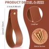 TIESOME Leather Hook Lanyard, 4Pcs Wall Hanging Straps Hanger Towel Hook Curtain Rod Holder for Bathroom Kitchen Bedroom Boho Style Decor(Brown) view 4