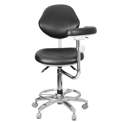TEPTOARCH Height Adjustable Nurse Stool Assistant Stool Dentist Chair Assistant Chair with Armrest PU Leather (Black)