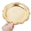 Kichvoe Snacks Plate Round Platter Serving Tray Decorative Plate Metal Tray Coffee Table Perfume Dessert Jewelry Storage Organizer for Kitchen Bathroom Golden view 2