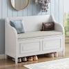 Bellemave Storage Bench with Safety Hinge Wooden Entryway Benches with Shoe Cabinets Under Seat Multifunctional Storage Bench for Entryway, Foyer or a Mudroom (White + Beige) view 1