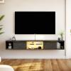 Pmnianhua LED Floating TV Stand with 2 Drawers,63'' Under TV Shelf with LED Lights,Wall Mounted TV Console,Floating TV Shelf with Storage for Bedroom Playroom Living Room(Dark Grey) view 1