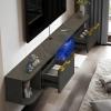 Pmnianhua LED Floating TV Stand with 2 Drawers,63'' Under TV Shelf with LED Lights,Wall Mounted TV Console,Floating TV Shelf with Storage for Bedroom Playroom Living Room(Dark Grey) view 2