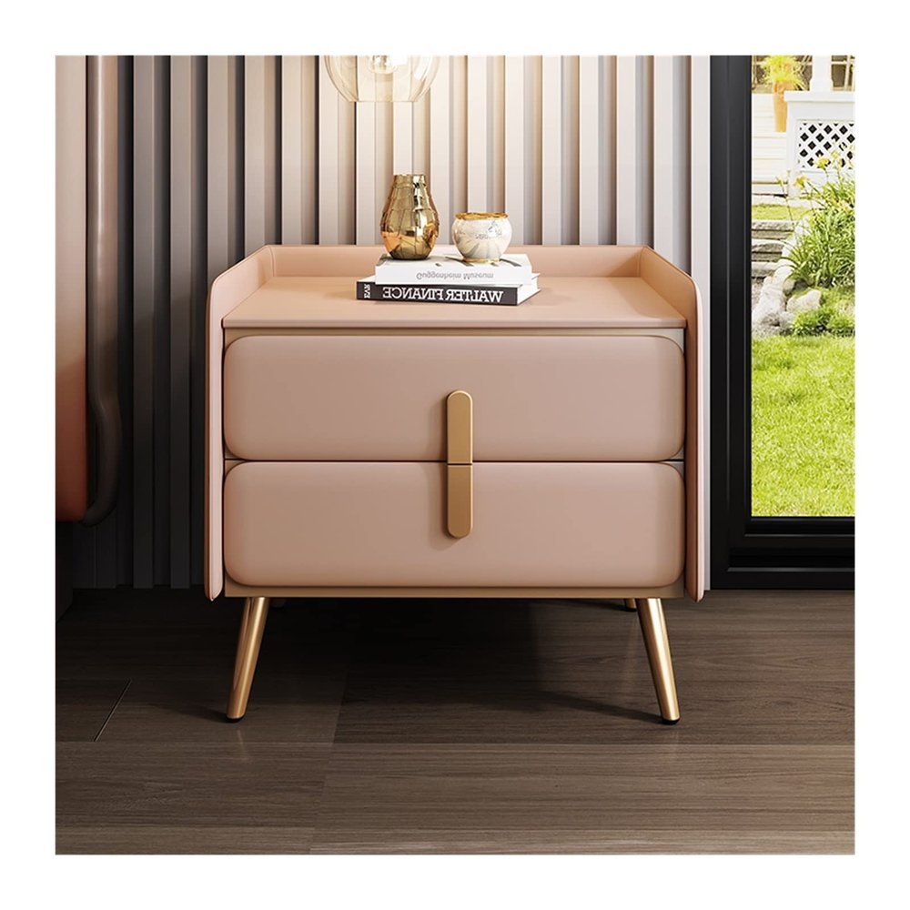 BONAD Bedside Cabinets Nordic Simple Metal Bedside Table Double Drawer Locker Bedroom Bedside Table Creative Living Room TV Side Cabinet Nightstand (Color : F, Size : 50cm/19.7inch)