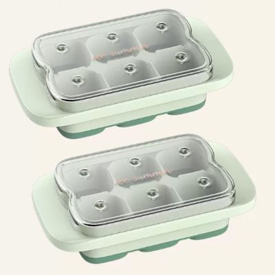 2 Pack Silicone ICES Cubes Trays Molds, Stackable Square Ice Maker Easy Release with Lid for Whiskey Cocktails Frozen Treats (Color : Groen)