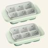 2 Pack Silicone ICES Cubes Trays Molds, Stackable Square Ice Maker Easy Release with Lid for Whiskey Cocktails Frozen Treats (Color : Groen) view 1