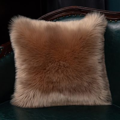 Lifup 1 Pack Soft Fluffy Faux Fur Decorative Throw Pillow, Cozy Cushion for Couch Sofa Bed Bedroom Car Living Room Single Side Faux Fur Cameo Pink 18 x 18