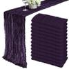 12 Pack 10Ft Cheesecloth Table Runner 35x120 Inch Boho Gauze Table Runner Rustic Cheese Cloth Long Romantic Table Runners for Wedding Bridal Shower Birthday Party Table Decor (Dark Purple) view 1