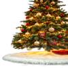 FabricLA White Faux Fur Tree Skirt Cut - 48 Inches with Rounded Edges (No Backing) for Holiday Decor view 4