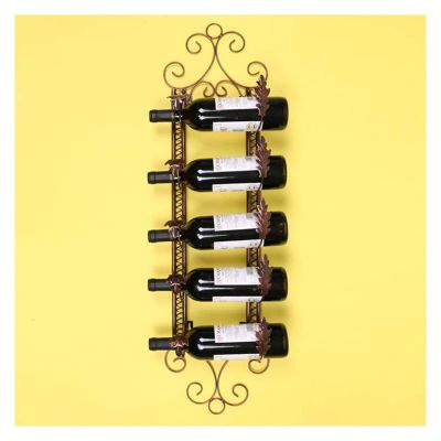 ALDEPO Wine Rack Wine Racks Bar Decor Industrial Wall Mounted Metal Wine Bottle Holder, Hold 5 Wine Bottle, Rustic Wine Shelf No Need Assembly, for/Kitchen/Bar/Cabinet Organizer