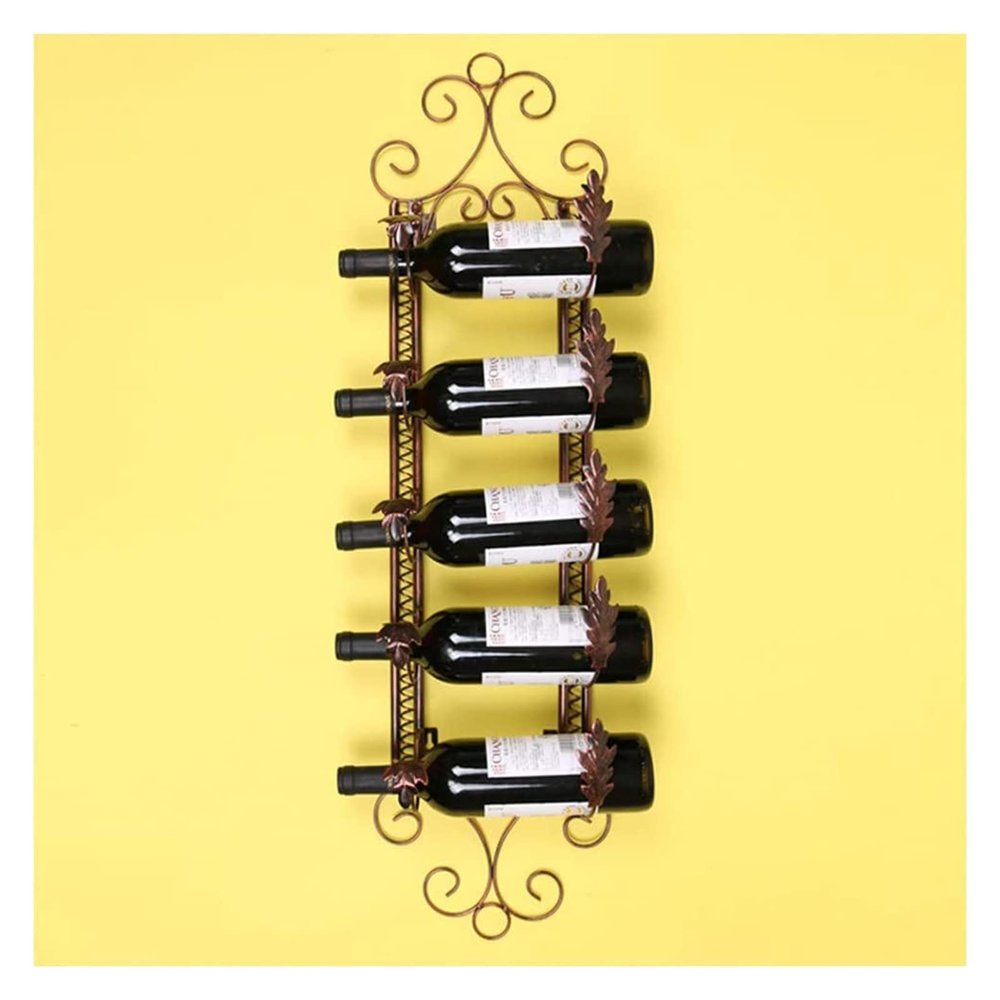 ALDEPO Wine Rack Wine Racks Bar Decor Industrial Wall Mounted Metal Wine Bottle Holder, Hold 5 Wine Bottle, Rustic Wine Shelf No Need Assembly, for/Kitchen/Bar/Cabinet Organizer