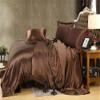 Kanak Bedding 100% Pure Silky Satin 4-Piece Bed Fitted with Duvet Set- Comforter Cover, Two Pillowcases Cal Queen Size, Chocolate view 1