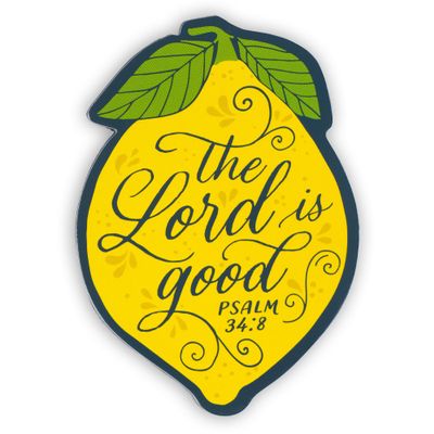 Christian Art Gifts Inspirational Refrigerator Scripture Magnet for Women & Girls with Bible Verse - The Lord is Good - Psalm 34:8 Lemon Fridge Magnet, Home & Kitchen Decorations, Size 3.15" x 2.2"