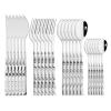 NEPIAN Glossy White Silver Dinnerware Stainless Steel Cutlery Set Fork Spoons Dessert Fork Flatware Marble Texture Tableware Set leisurely (Color : 24pcs White Silver) view 1