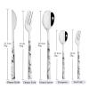 NEPIAN Glossy White Silver Dinnerware Stainless Steel Cutlery Set Fork Spoons Dessert Fork Flatware Marble Texture Tableware Set leisurely (Color : 24pcs White Silver) view 3