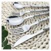 NEPIAN Glossy White Silver Dinnerware Stainless Steel Cutlery Set Fork Spoons Dessert Fork Flatware Marble Texture Tableware Set leisurely (Color : 24pcs White Silver) view 4
