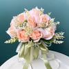 HXSCOO Arrival Bridal Bouquets Women Wedding Artificial Flower Bouquet Off White Handmade Flowers for Bridesmaid (Color : Purple) view 2