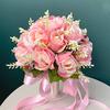 HXSCOO Arrival Bridal Bouquets Women Wedding Artificial Flower Bouquet Off White Handmade Flowers for Bridesmaid (Color : Purple) view 3