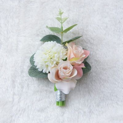 HXSCOO Artificial Bride Bridesmaid Wedding Bouquet Silk Ribbon Roses Holding Flowers Bride Mariage Bouquet Wedding Accessories Favors (Color : Boutonnieres)