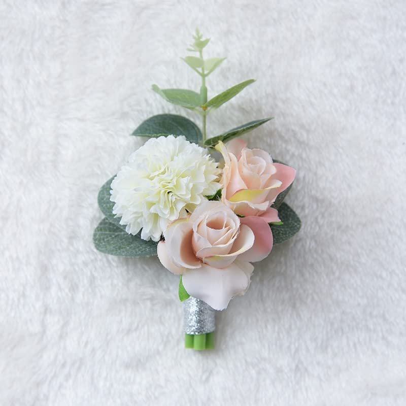 HXSCOO Artificial Bride Bridesmaid Wedding Bouquet Silk Ribbon Roses Holding Flowers Bride Mariage Bouquet Wedding Accessories Favors (Color : Boutonnieres)