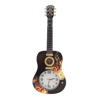 Milltrip Silent Wall Clock, Modern Wall Clock Simulation Ukulele Shaped Decorative Alarm Clock for Bedroom Student Dormitory Office(5681 Ukulele)