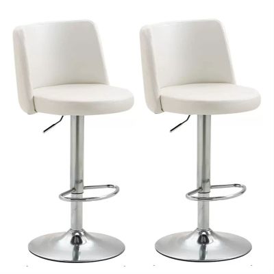 ADEADE Adjustable Armless Bar Stool Swivel Barstools Kitchen Counter Bar Chair PU Leather with Back Upholstered Seat for Home Kitchen Island Rest Area Bars Office Coffee (Color : White)