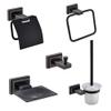 Black Wall-mounted Towel Toilet Paper Brush Hanger Soap Cup Holder Wall Hook Antique Bathroom Shower WC Hardware Accessories Set,5 pcs Set B view 1