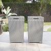 Furniture of America Locke Coastal Aluminum Trash Cans with Lid for Patio and Poolside, Storage Bin in Outdoor Kitchen, Set of 2, Gray and White view 2