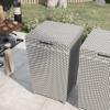 Furniture of America Locke Coastal Aluminum Trash Cans with Lid for Patio and Poolside, Storage Bin in Outdoor Kitchen, Set of 2, Gray and White view 3