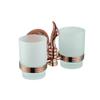 Rose Gold Wall-Mounted Clothes Hook Towel Rack Bar Toilet Brush Tissue Paper Holder Shower Soap Dispenser Bathroom Accessories,Double Cup Holder view 1