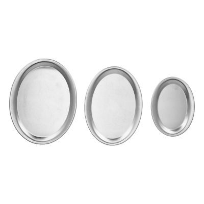 3pcs Stainless Steel Dessert Trays, Mirror Polished Food Plate, Oval Shaped Fruit Tray, Metal Snack Storage Tray, Jewelry Display Tray, Multi Purpose Storage Tray for Jewelry, Perfume Bottles,(Silver)