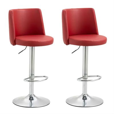 ADEADE Adjustable Armless Bar Stool Swivel Barstools Kitchen Counter Bar Chair PU Leather with Back Upholstered Seat for Home Kitchen Island Rest Area Bars Office Coffee (Color : Red)