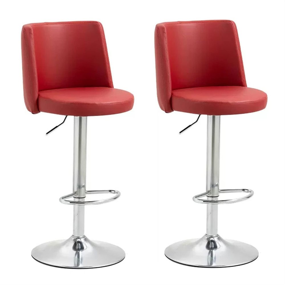ADEADE Adjustable Armless Bar Stool Swivel Barstools Kitchen Counter Bar Chair PU Leather with Back Upholstered Seat for Home Kitchen Island Rest Area Bars Office Coffee (Color : Red)