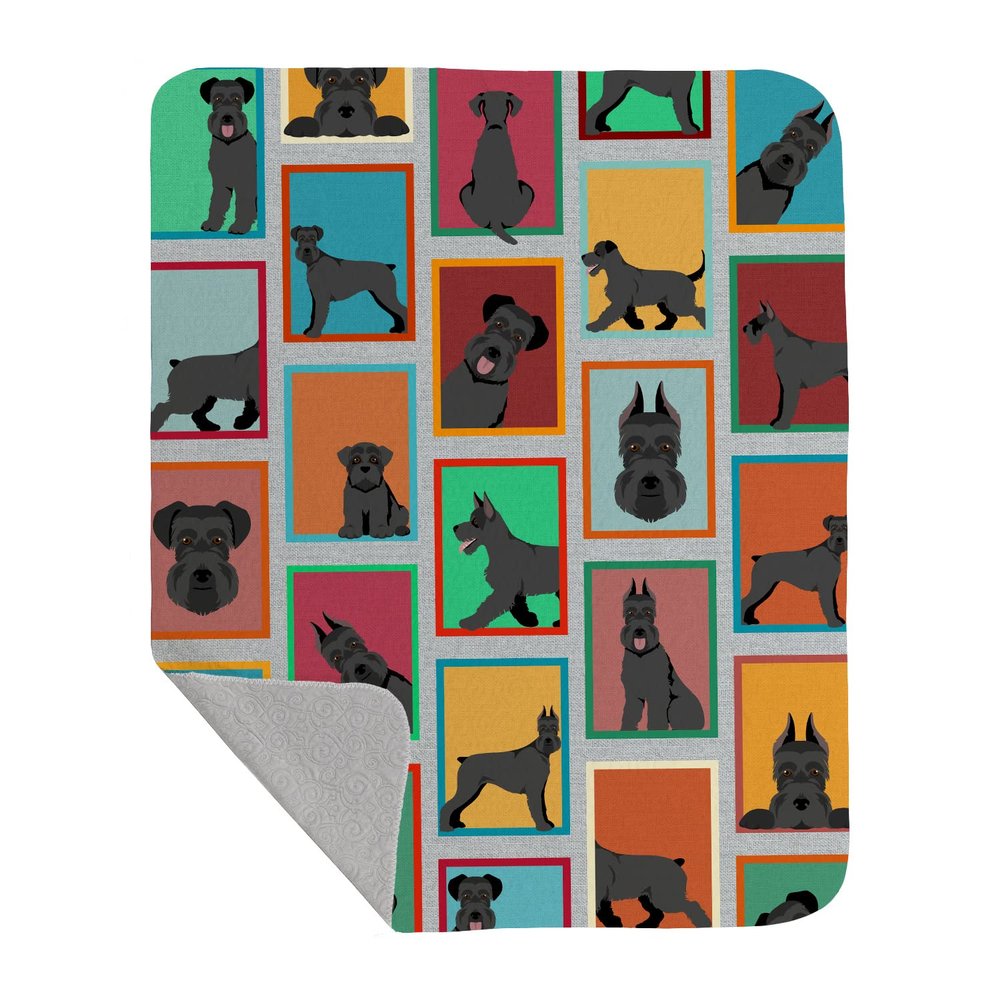 Caroline's Treasures MLM1144LQB Lots of Black Schnauzer Quilted Blanket 50x60 Artwork Pattern Quilted Throw Blanket for Bed, Couch, Sofa, Soft and Lightweight