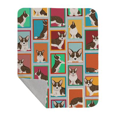 Caroline's Treasures MLM1132LQB Lots of Brindle Cardigan Corgi Quilted Blanket 50x60 Artwork Pattern Quilted Throw Blanket for Bed, Couch, Sofa, Soft and Lightweight