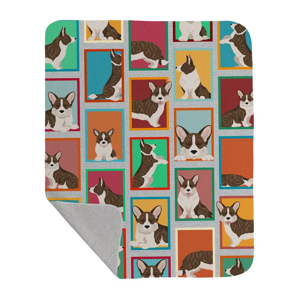 Caroline's Treasures MLM1132LQB Lots of Brindle Cardigan Corgi Quilted Blanket 50x60 Artwork Pattern Quilted Throw Blanket for Bed, Couch, Sofa, Soft and Lightweight