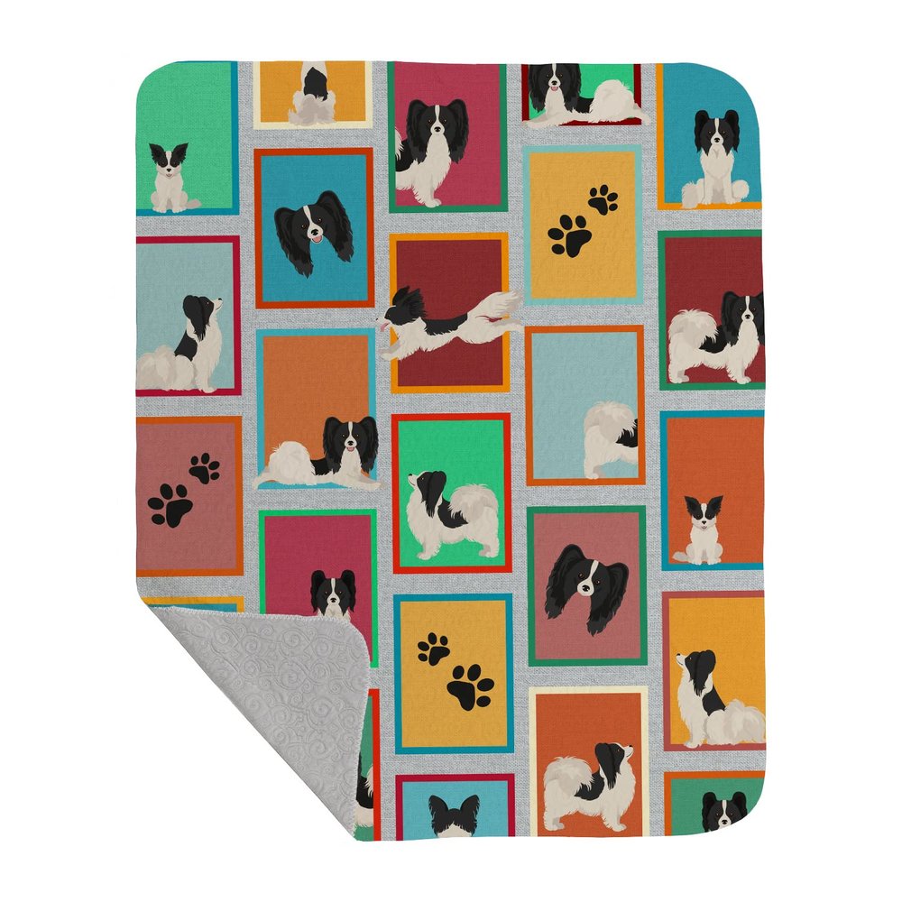 Caroline's Treasures MLM1167LQB Lots of Black and Whtie Papillon Quilted Blanket 50x60 Artwork Pattern Quilted Throw Blanket for Bed, Couch, Sofa, Soft and Lightweight