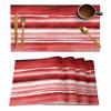 Ombre Red Placemats Set of 4, Watercolor Striped Modern Abstract Art Placemats for Dining Table Place Mats for Kitchen Table Waterproof Table Mats, Wipeable Dining Table Set view 1