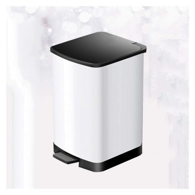 DYPASA Wastepaper Basket Creative Kitchen Stainless Steel Pedal Trash Can Household Trash Can with Lid Simple Pedal Garbage Bin for Kitchen, Office, Home Garbage Can (Color : White-8L)