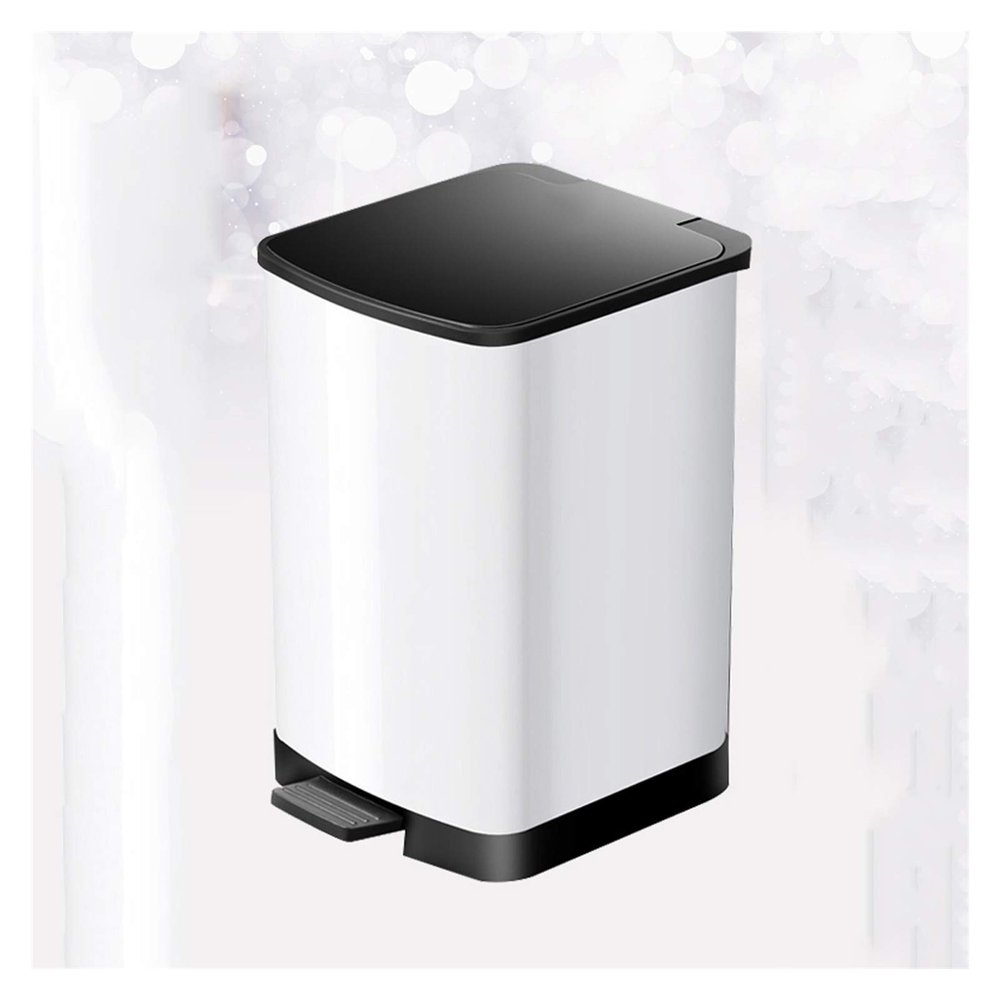 DYPASA Wastepaper Basket Creative Kitchen Stainless Steel Pedal Trash Can Household Trash Can with Lid Simple Pedal Garbage Bin for Kitchen, Office, Home Garbage Can (Color : White-8L)