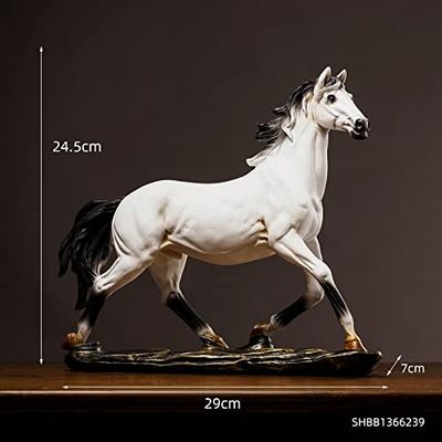 Home Ornaments European Horse Sculpture Model Home Office Horse Statue Crafts Ornaments Animal Modern Bookshelf Art Decoration Opened Gifts Art Decorations (Color : Height 24.5cm-White)