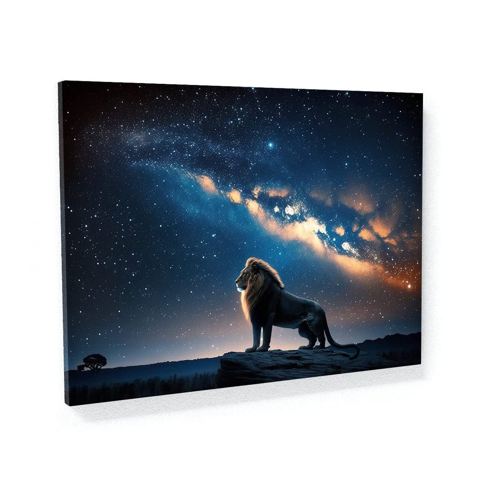 Sense Canvas Lion Celestial Galaxy 72 Canvas Art - Home Decor Wall Art Print Poster Painting Medium 24x18 / 1.5"