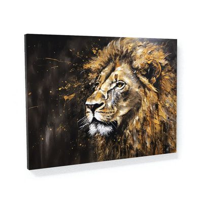 Sense Canvas Lion Luxurious Contemporary 108 Canvas Art - Home Decor Wall Art Print Poster Painting Medium 24x18 / 0.75"