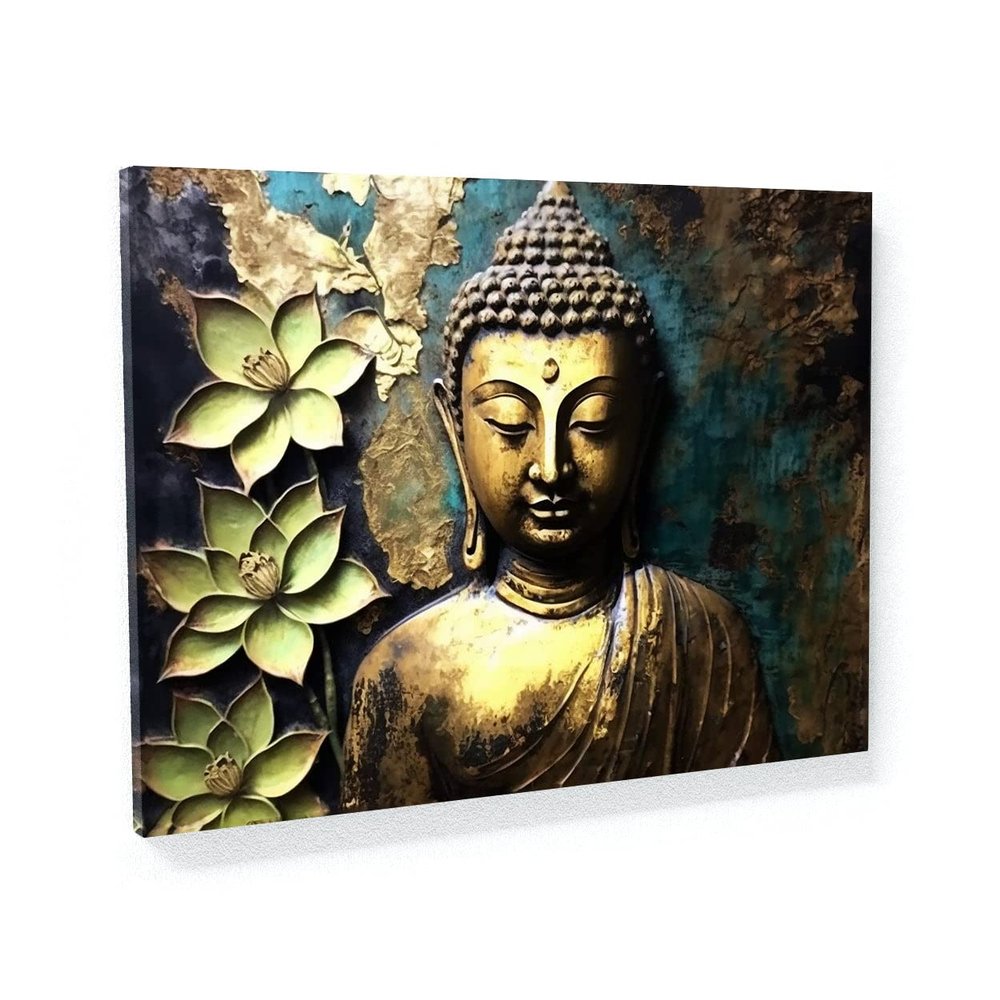 Sense Canvas Buddha Art Encaustic 20 Canvas Art - Home Decor Wall Art Print Poster Painting Small 16x12 / 0.75"