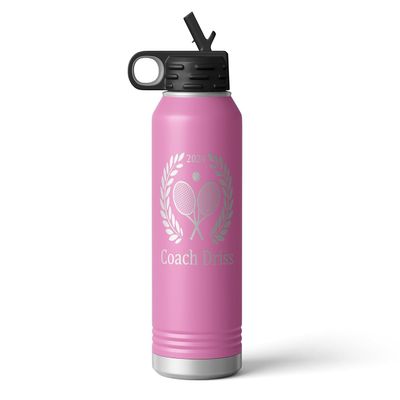 Alterd Industries Tennis Coach Gift - insulated tumbler with lid, travel coffee mug, personalized stainless steel cups, 20 oz tumbler (Tennis Wreath, Lilac, 32oz Water Bottle)