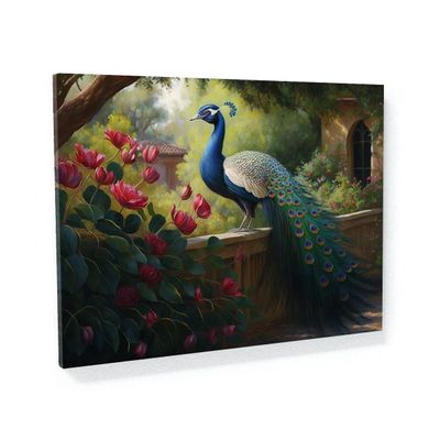 Sense Canvas Peacock Vibrant Garden 6 Canvas Art - Home Decor Wall Art Print Poster Painting Small 16x12 / 0.75"